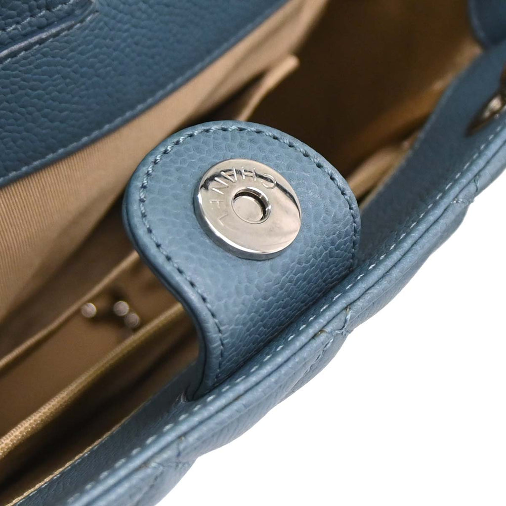 Chanel 2010-2011 Blue Caviar Skin Petite Shopping Tote PST Chain Handbag