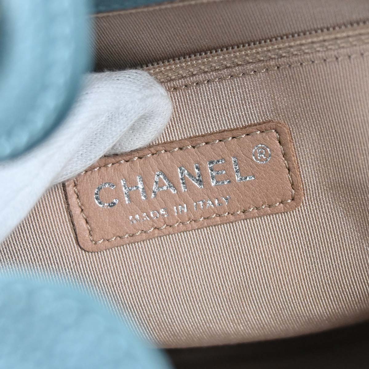 Chanel 2010-2011 Blue Caviar Skin Petite Shopping Tote PST Chain Handbag