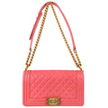 Boy Chanel Pink Caviar Skin Medium Chain Shoulder Bag