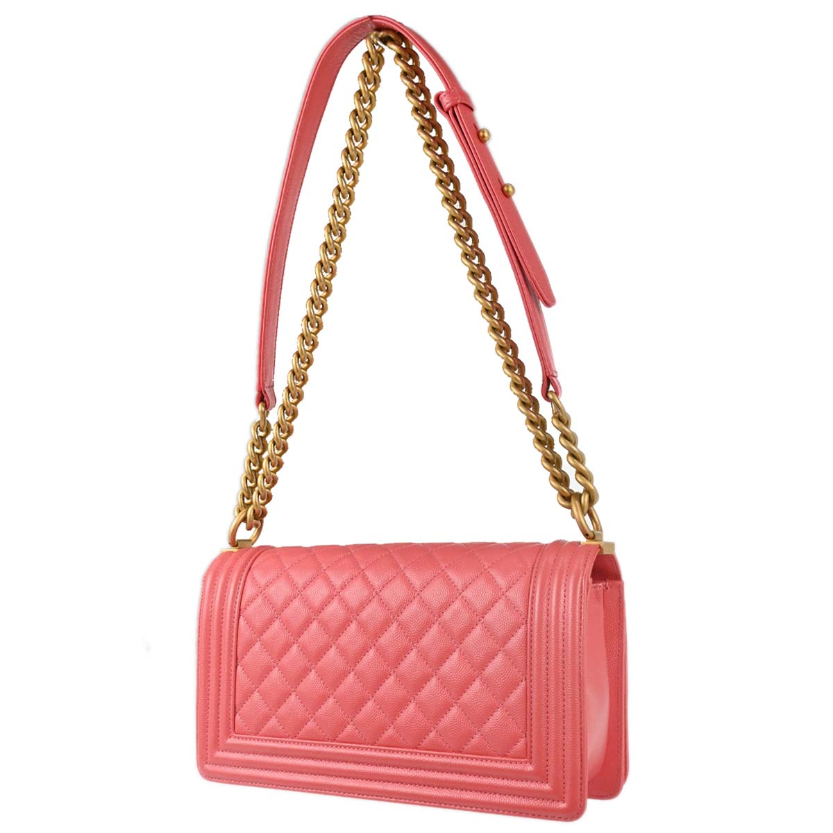 Boy Chanel Pink Caviar Skin Medium Chain Shoulder Bag