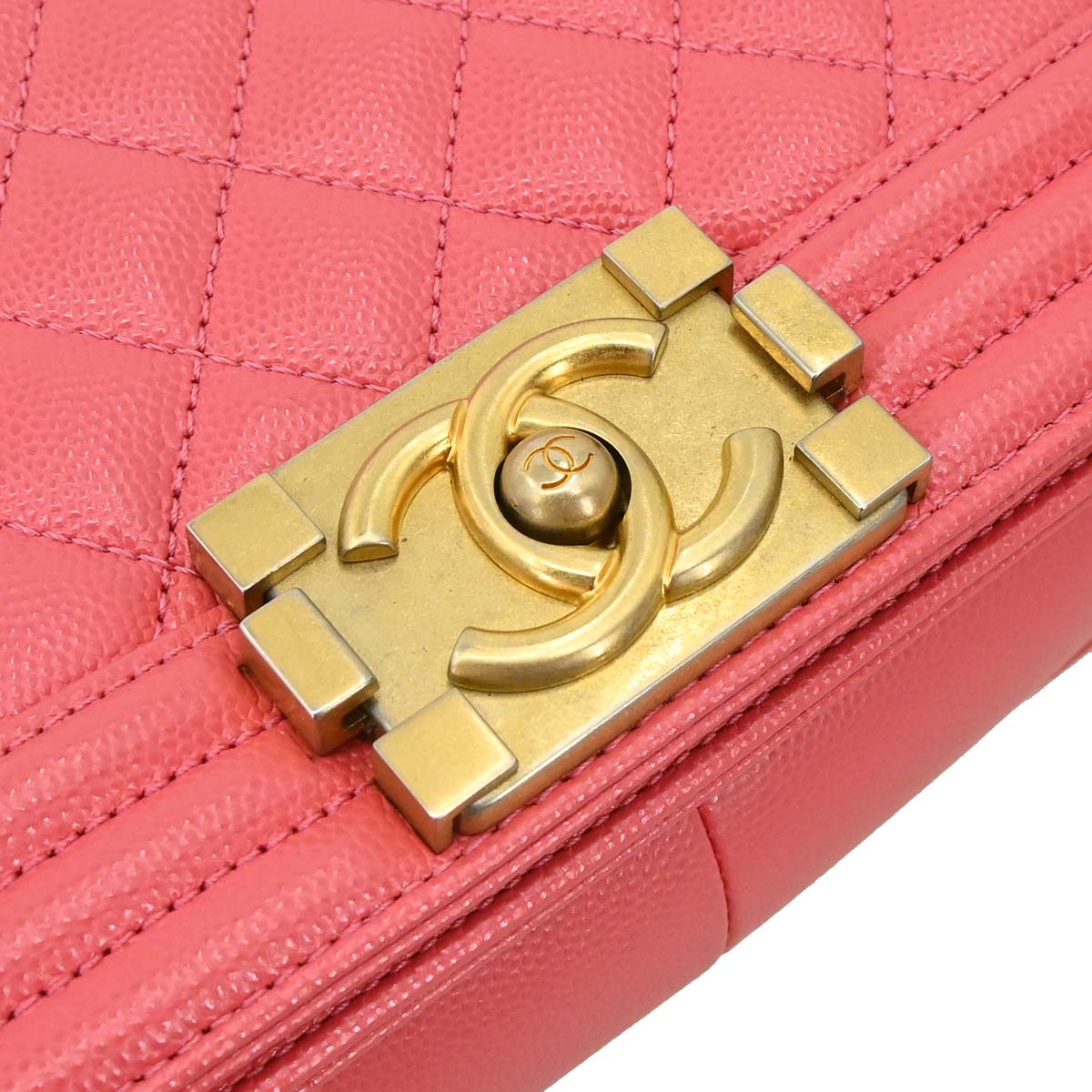 Boy Chanel Pink Caviar Skin Medium Chain Shoulder Bag