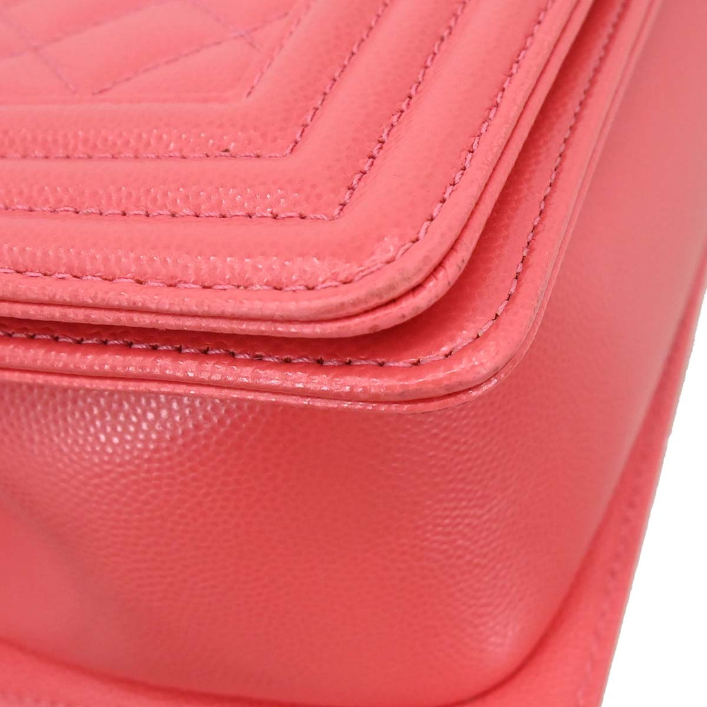 Boy Chanel Pink Caviar Skin Medium Chain Shoulder Bag