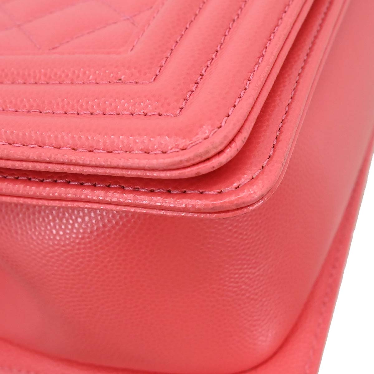Boy Chanel Pink Caviar Skin Medium Chain Shoulder Bag