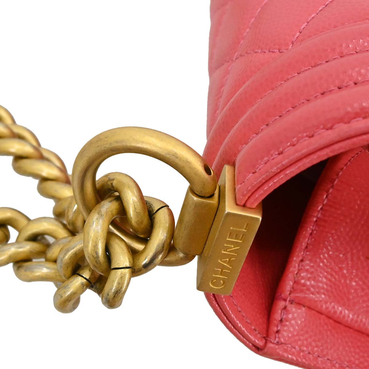 Boy Chanel Pink Caviar Skin Medium Chain Shoulder Bag