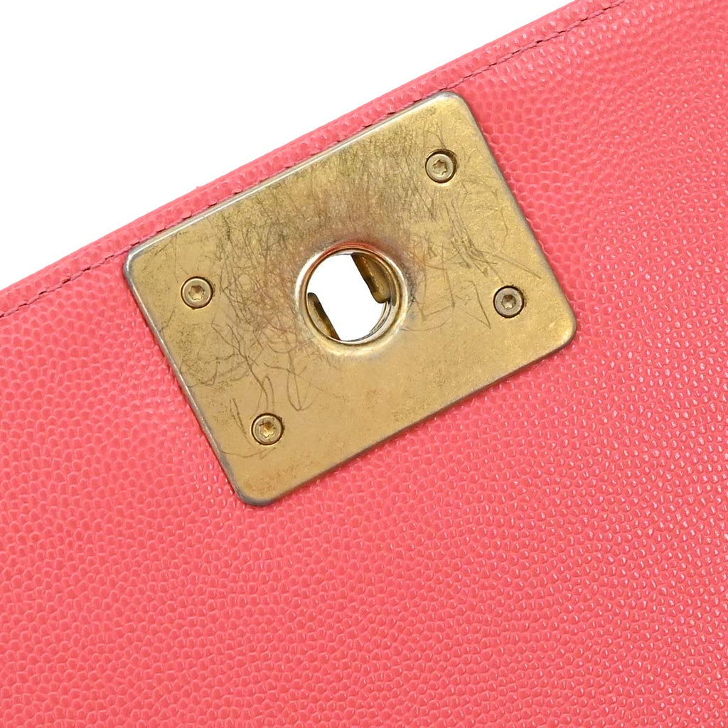 Boy Chanel Pink Caviar Skin Medium Chain Shoulder Bag