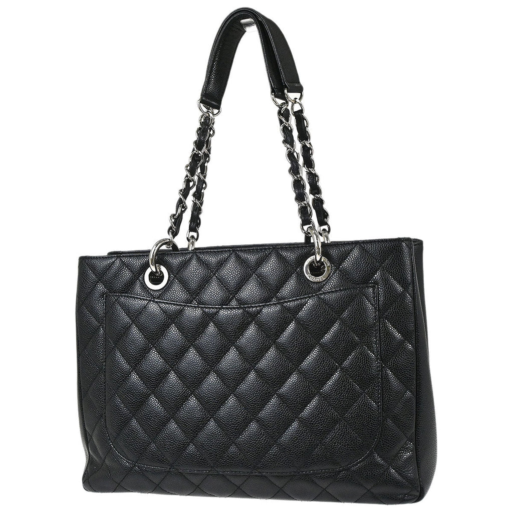 Chanel 2012-2013 Black Caviar Skin Grand Shopping Tote GST Chain Handbag