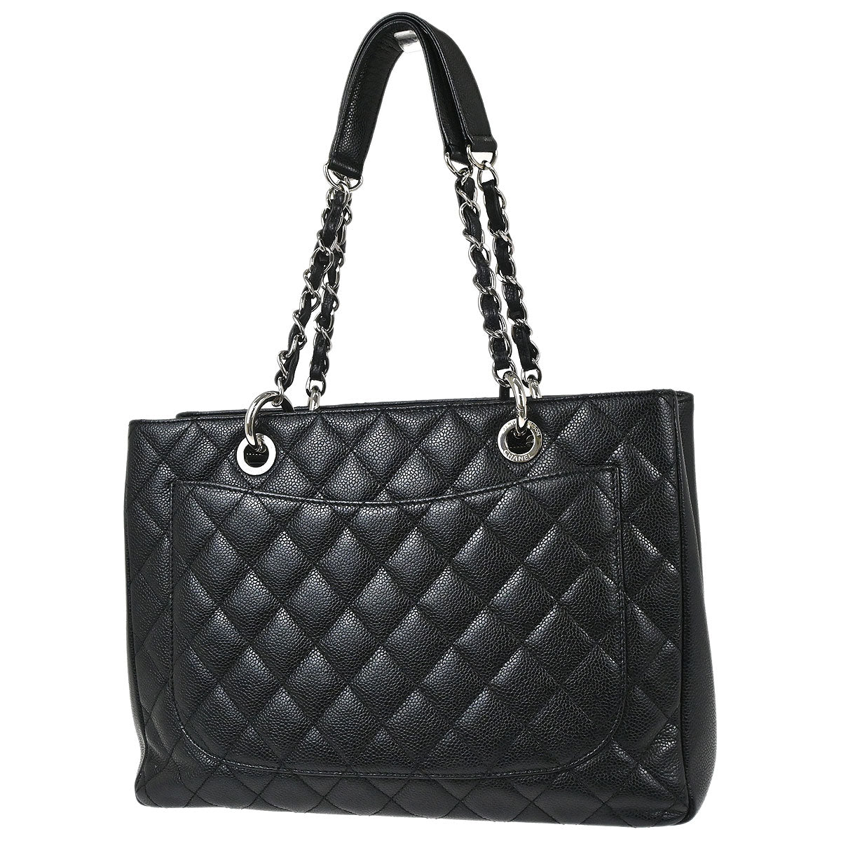Chanel 2012-2013 Black Caviar Skin Grand Shopping Tote GST Chain Handbag