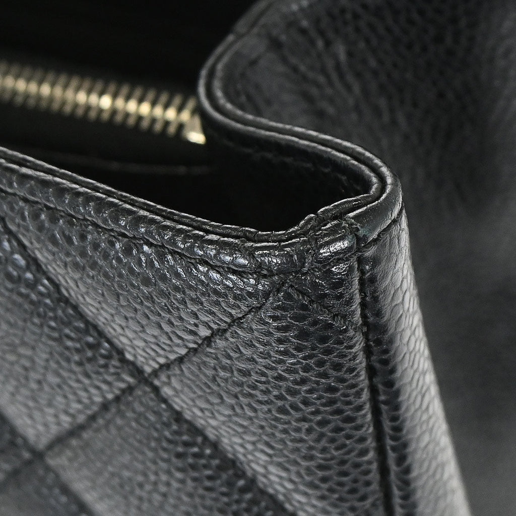 Chanel 2012-2013 Black Caviar Skin Grand Shopping Tote GST Chain Handbag