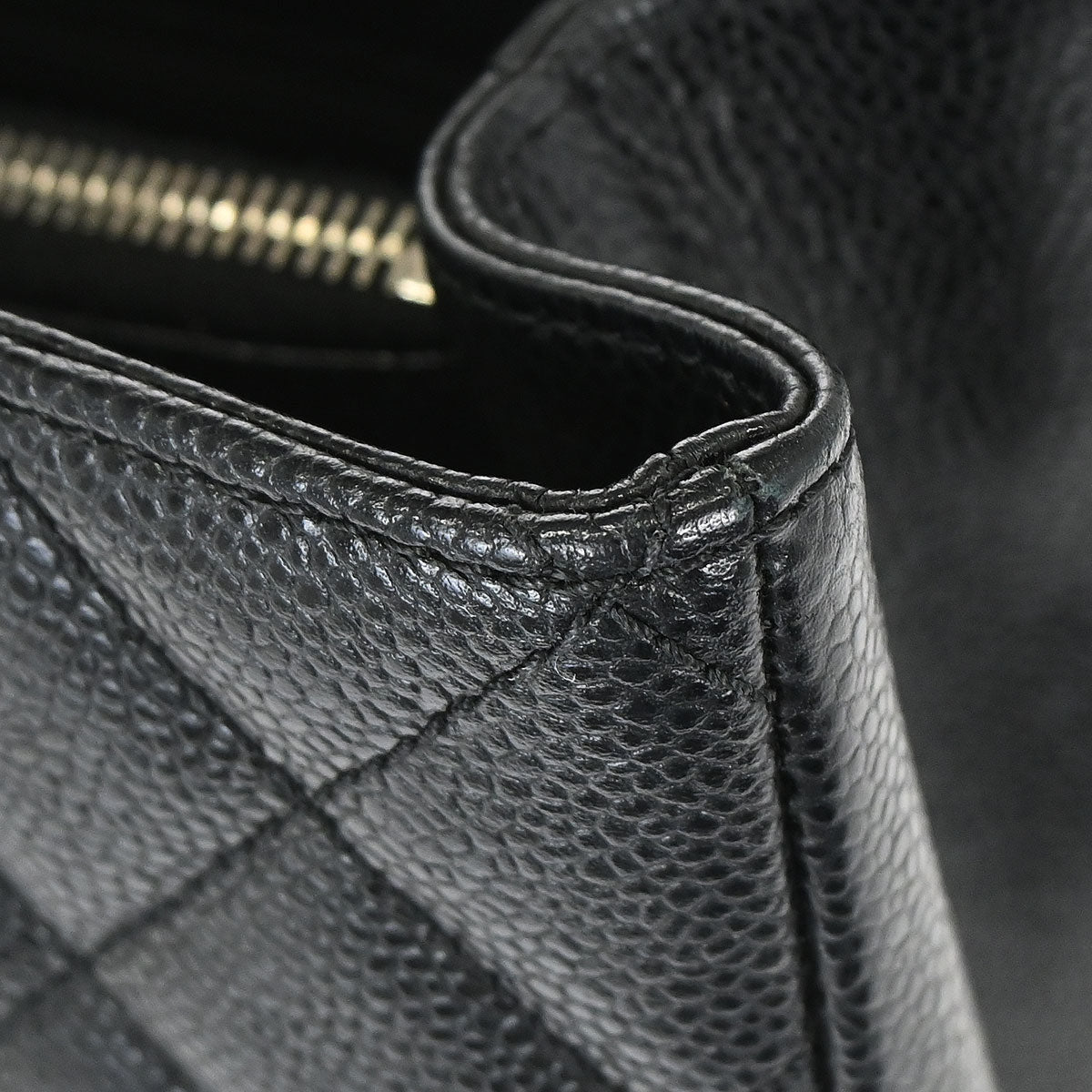 Chanel 2012-2013 Black Caviar Skin Grand Shopping Tote GST Chain Handbag