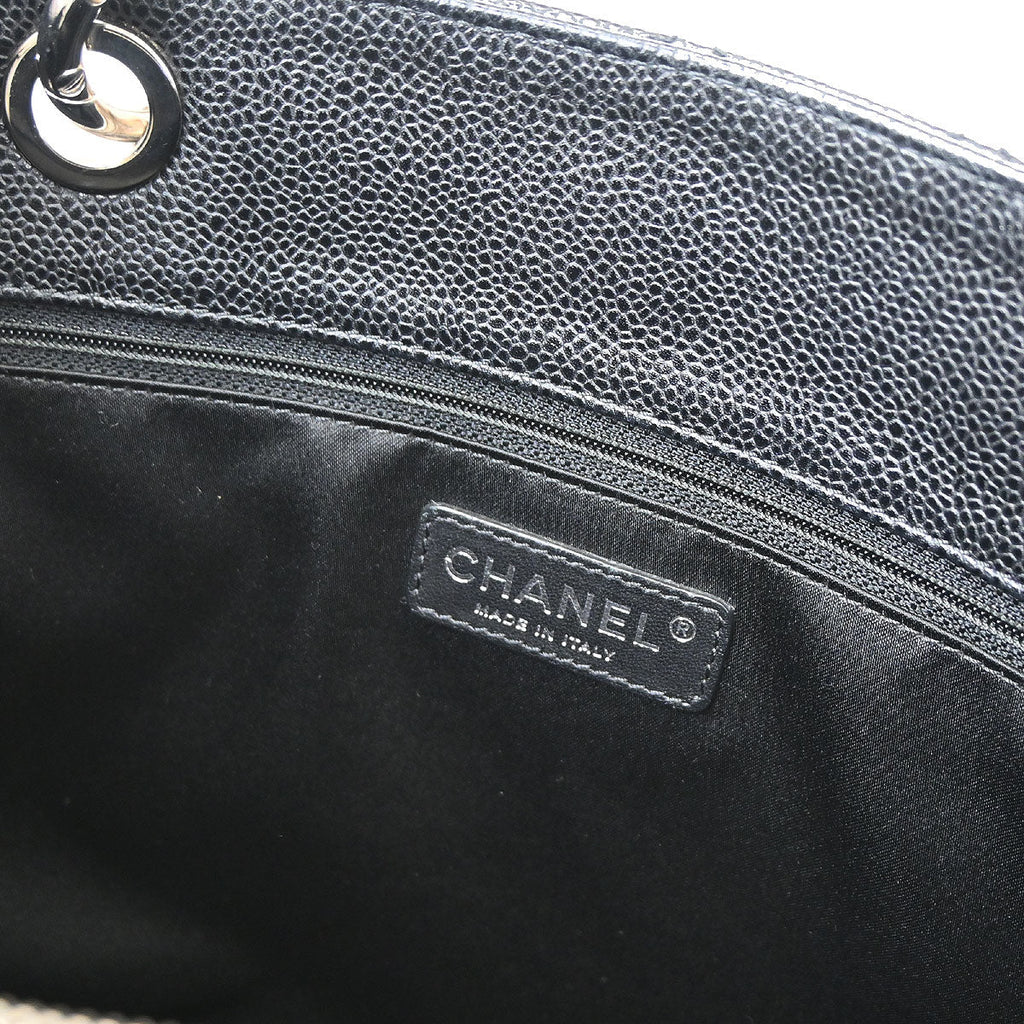 Chanel 2012-2013 Black Caviar Skin Grand Shopping Tote GST Chain Handbag
