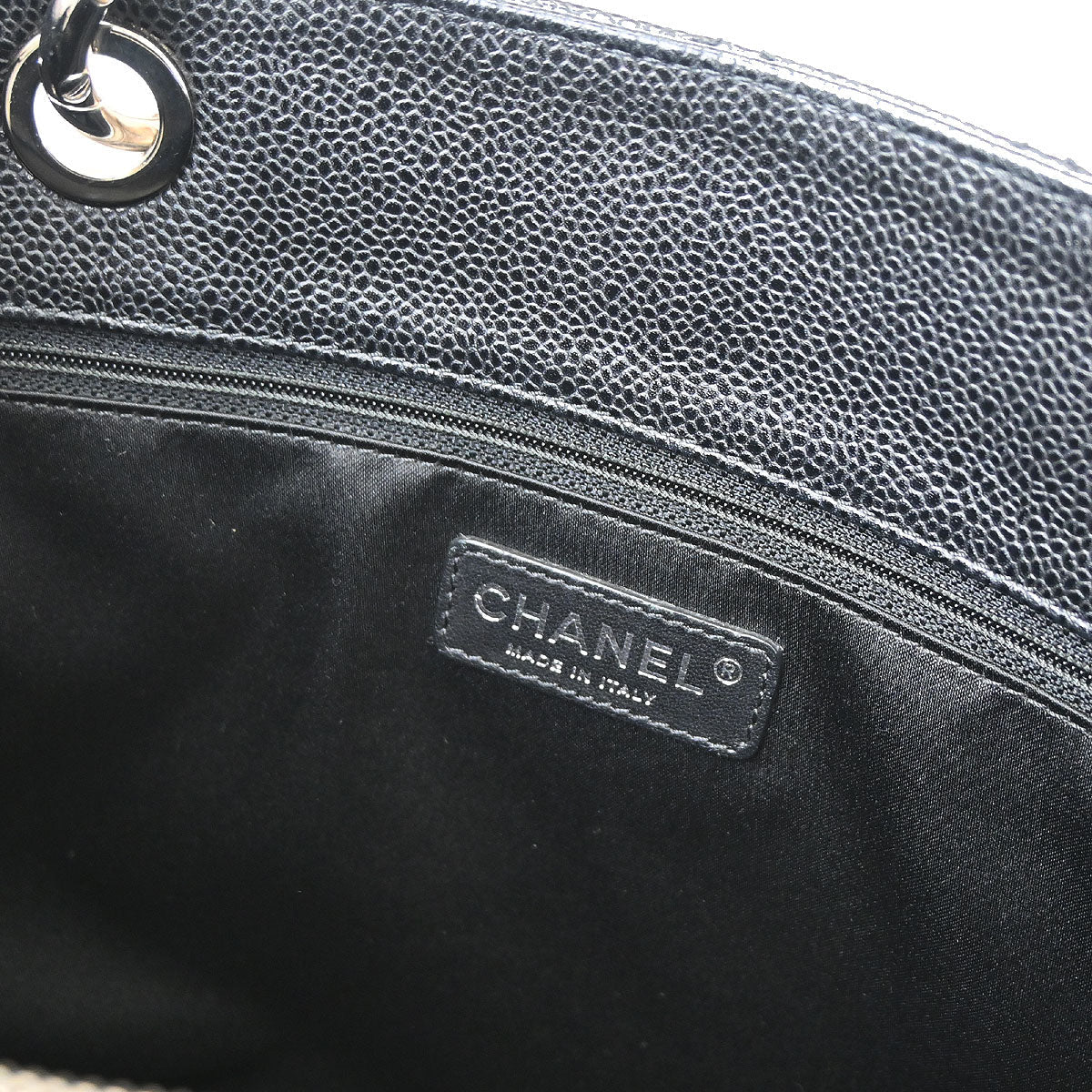 Chanel 2012-2013 Black Caviar Skin Grand Shopping Tote GST Chain Handbag