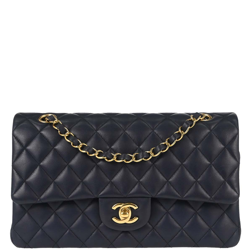 Chanel 2015-2016 Navy Lambskin Medium Classic Double Flap Bag