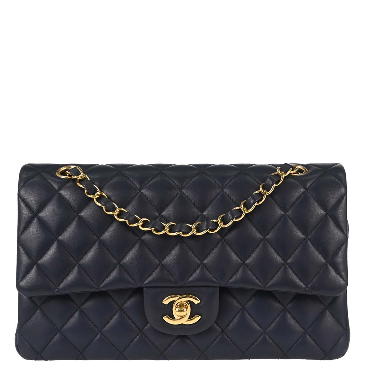 Chanel 2015-2016 Navy Lambskin Medium Classic Double Flap Bag