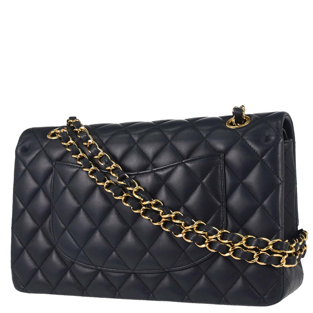 Chanel 2015-2016 Navy Lambskin Medium Classic Double Flap Bag