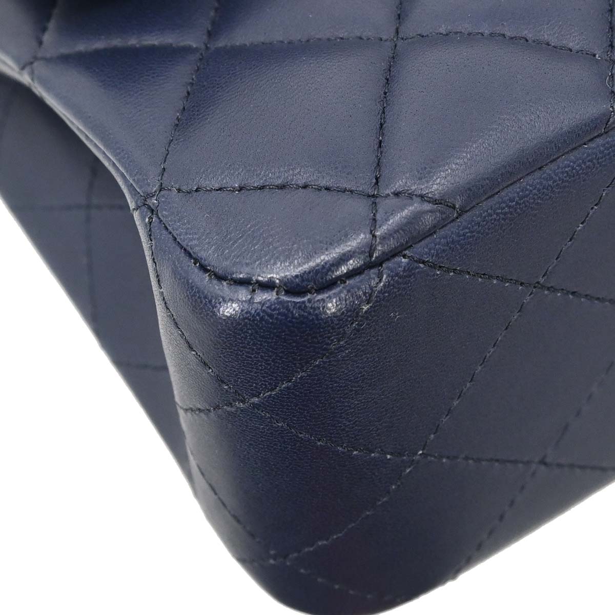 Chanel 2015-2016 Navy Lambskin Medium Classic Double Flap Bag