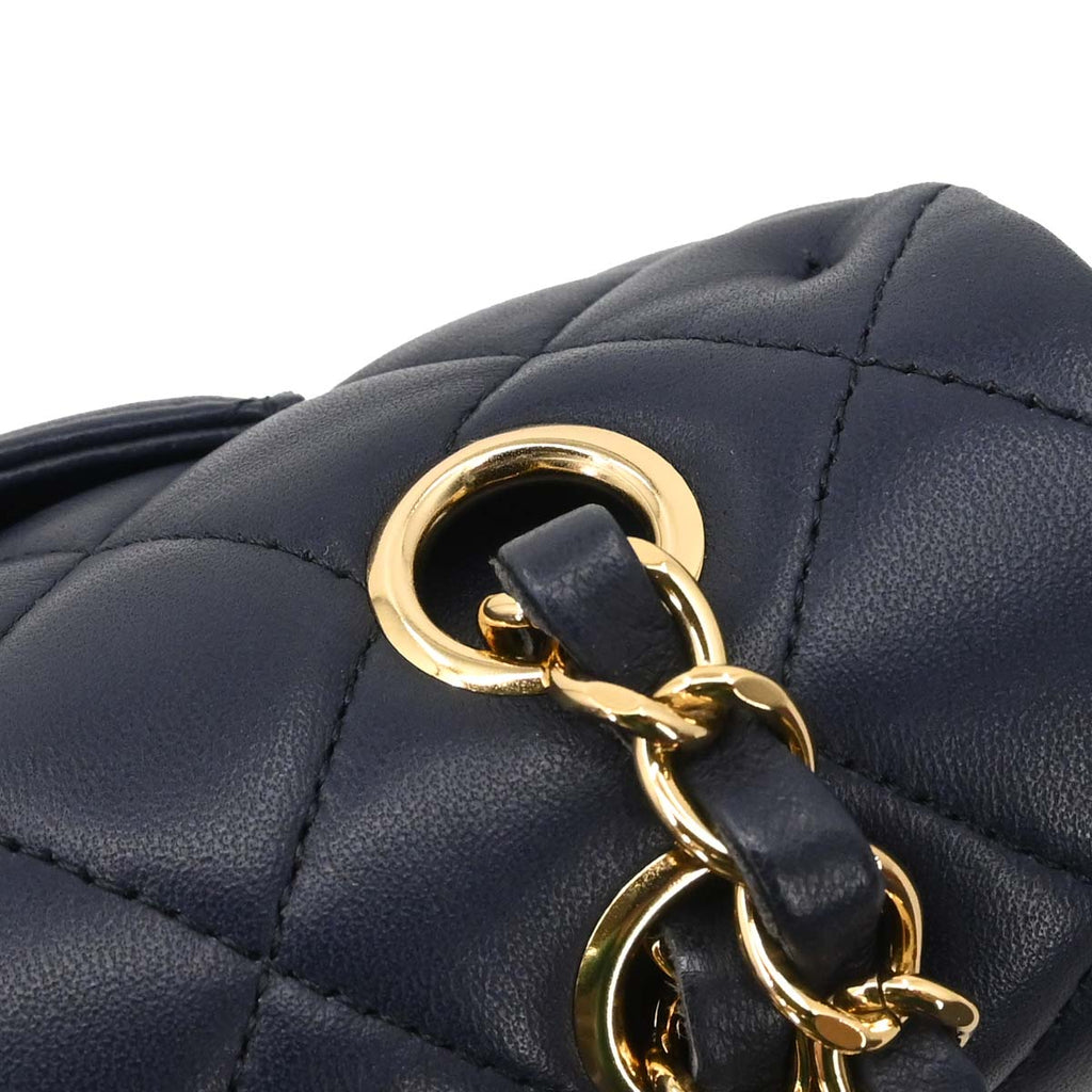 Chanel 2015-2016 Navy Lambskin Medium Classic Double Flap Bag