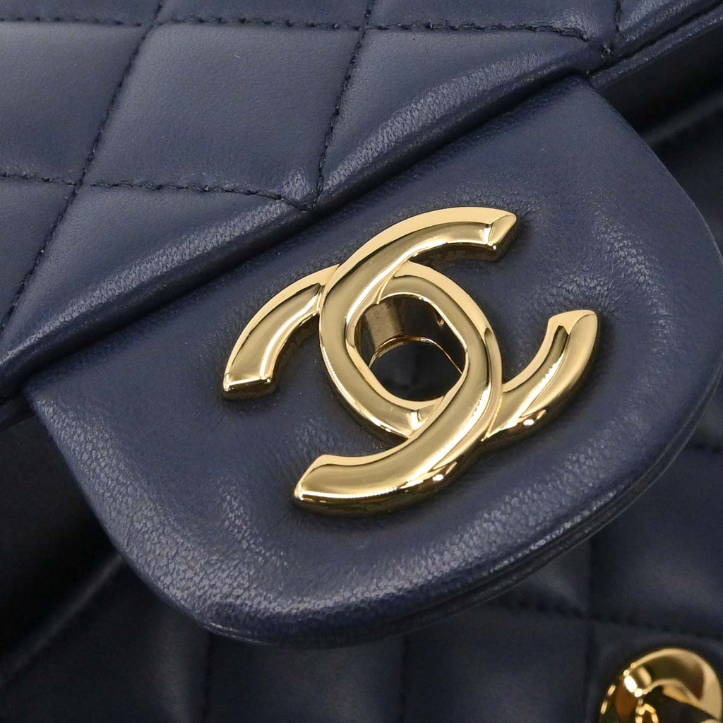 Chanel 2015-2016 Navy Lambskin Medium Classic Double Flap Bag