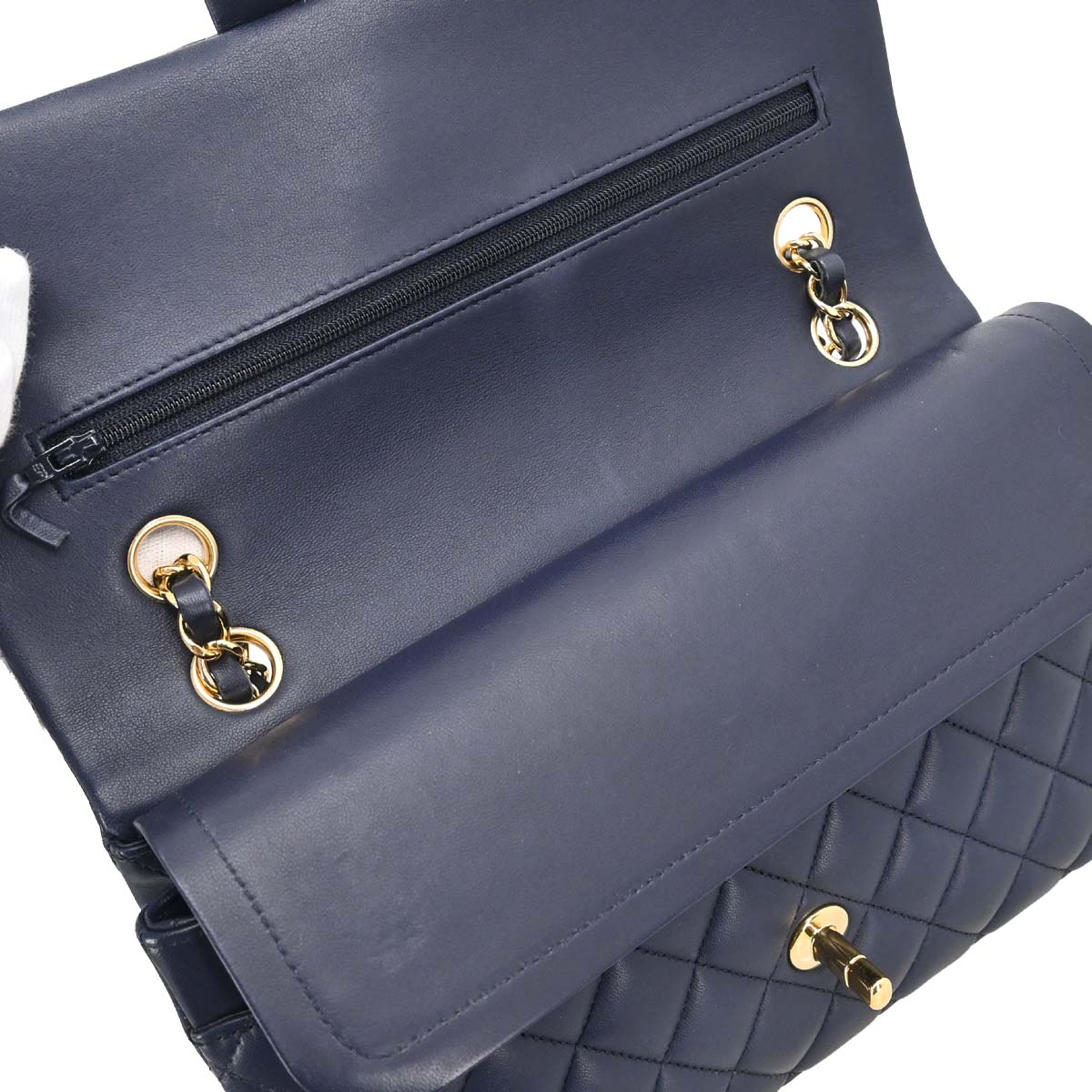 Chanel 2015-2016 Navy Lambskin Medium Classic Double Flap Bag