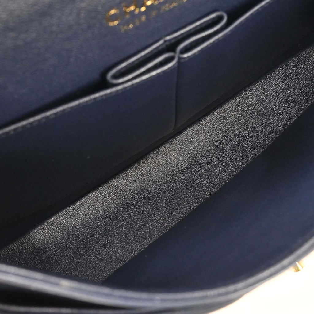 Chanel 2015-2016 Navy Lambskin Medium Classic Double Flap Bag