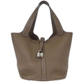 Hermes Etoupe Taurillon Clemence Picotin Lock 22 MM Handbag