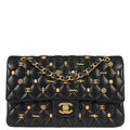 Chanel 2019 Black Lambskin Egyptian Medium Classic Double Flap Shoulder Bag