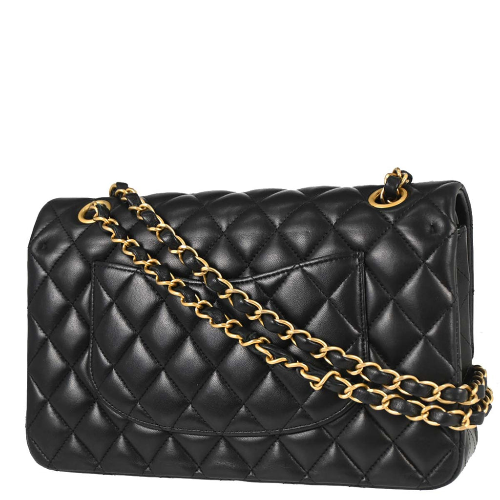Chanel 2019 Black Lambskin Egyptian Medium Classic Double Flap Shoulder Bag