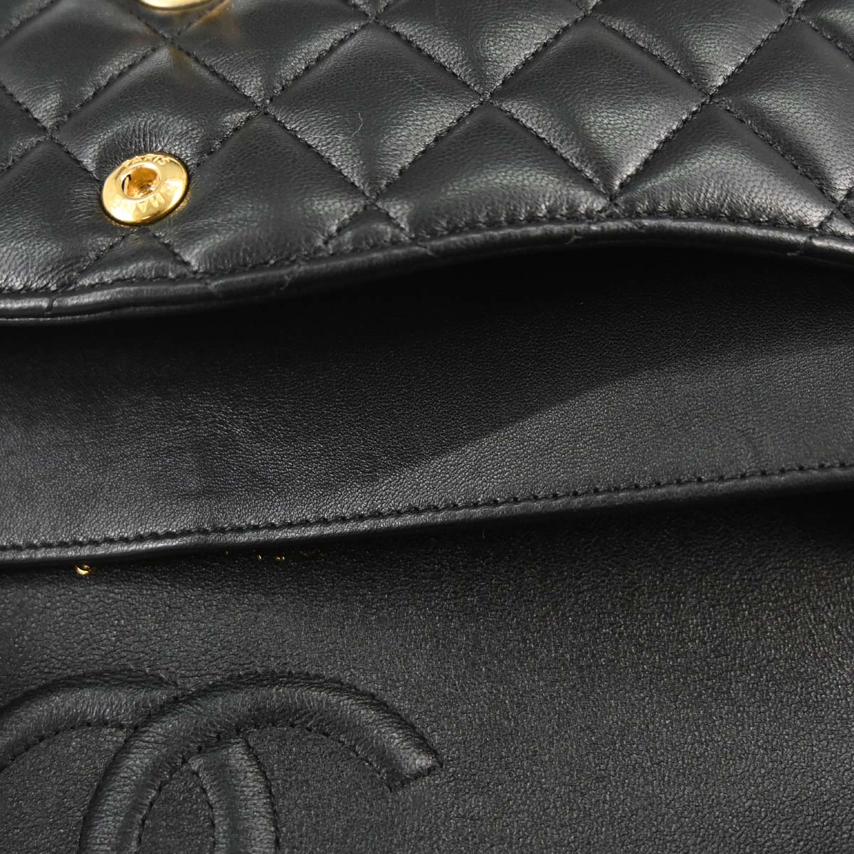 Chanel 2019 Black Lambskin Egyptian Medium Classic Double Flap Shoulder Bag