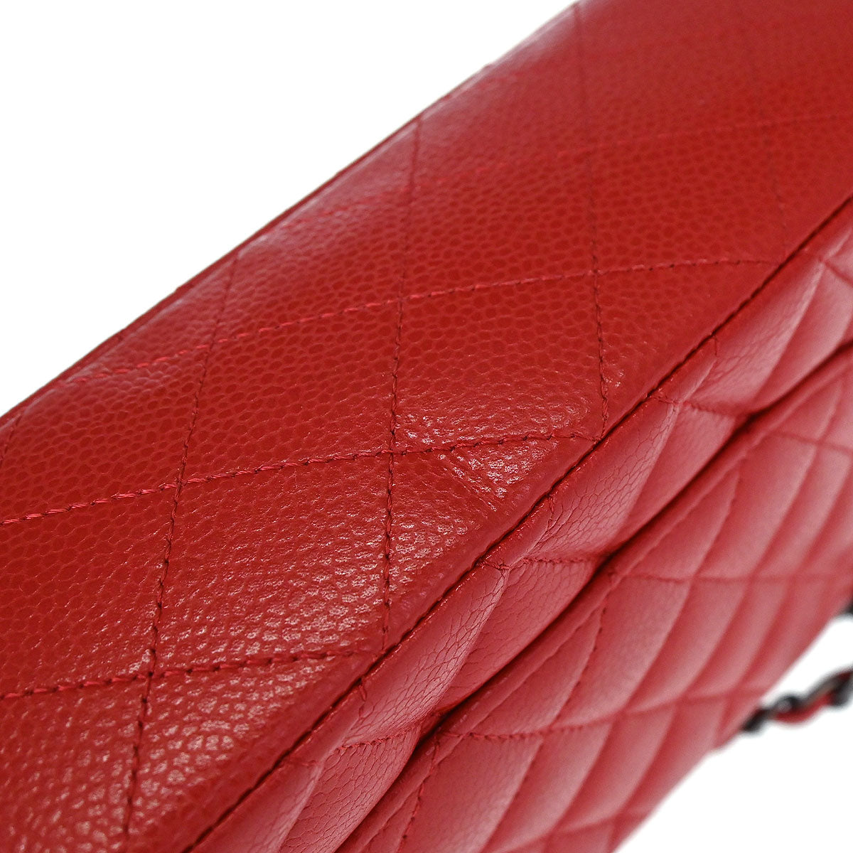 Chanel 2015-2016 Red Caviar Skin Medium Classic Double Flap Shoulder Bag