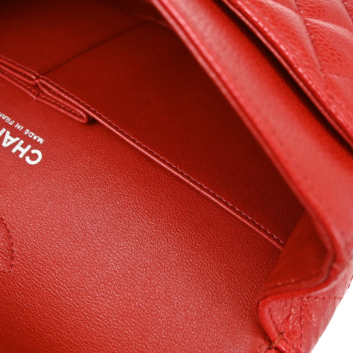 Chanel 2015-2016 Red Caviar Skin Medium Classic Double Flap Shoulder Bag