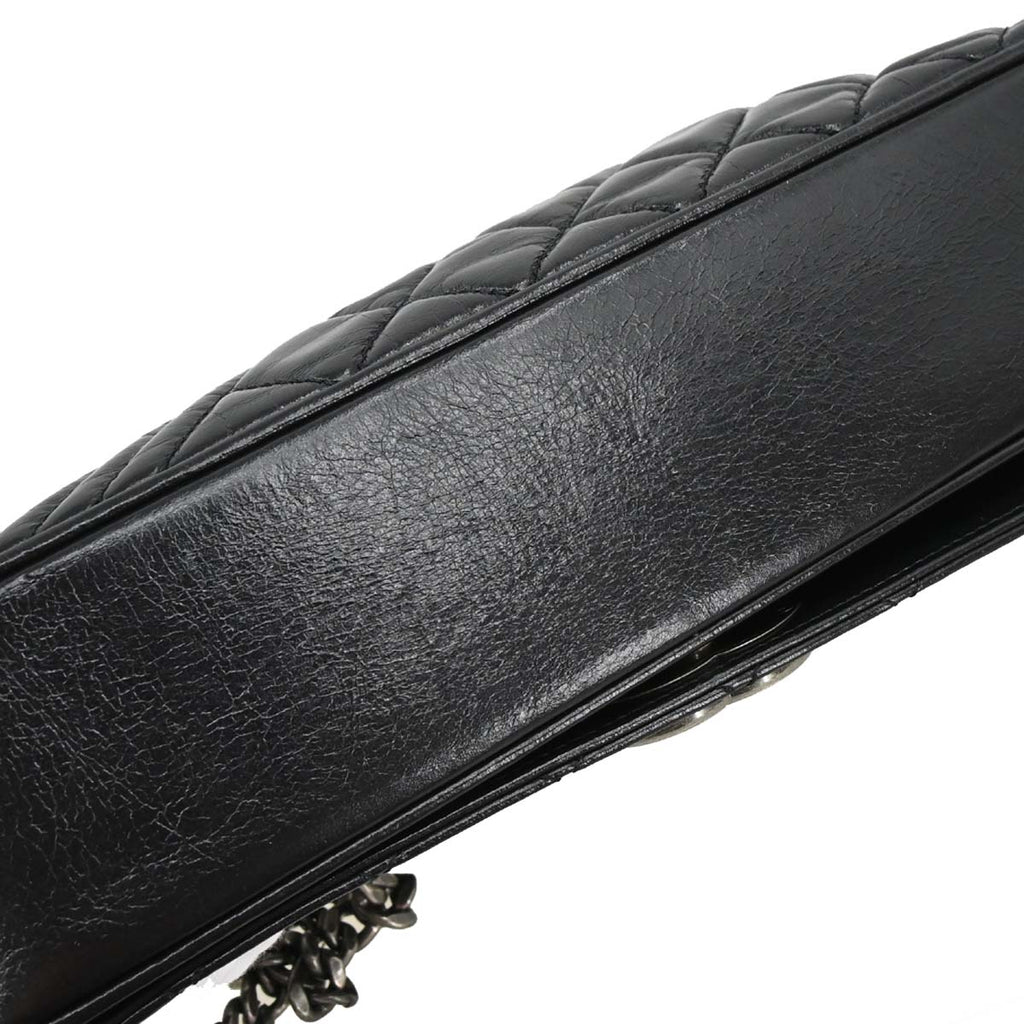 Chanel 2014-2015 Black Calfskin Coco Boy Flap Chain Shoulder Bag