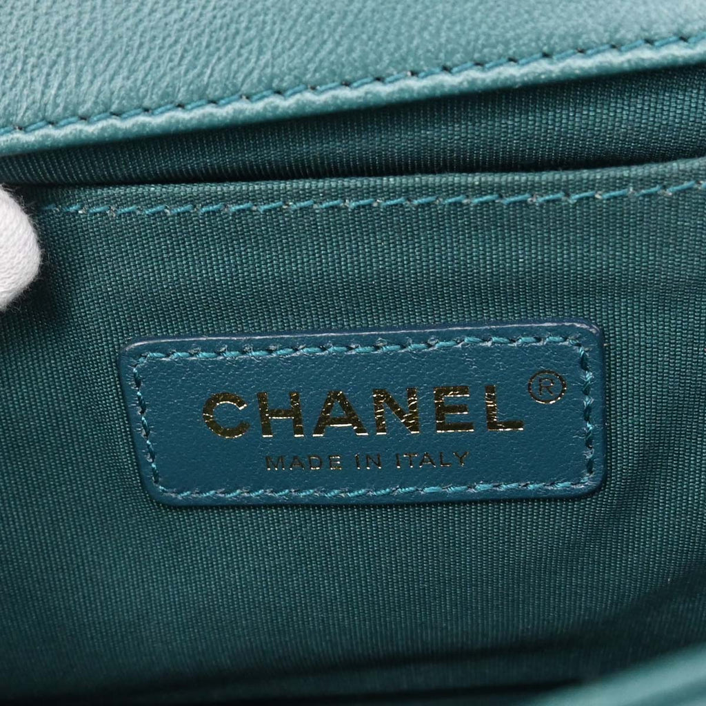 Boy Chanel 2017-2018 Green Velvet Chevron Medium Shoulder Bag