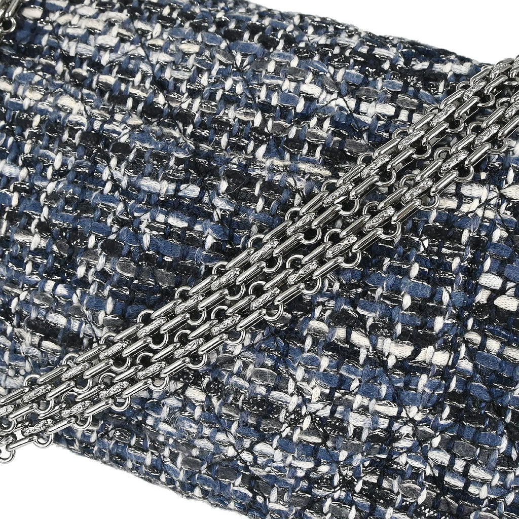 Chanel Navy Tweed 2.55 Medium Classic Double Flap Shoulder Bag