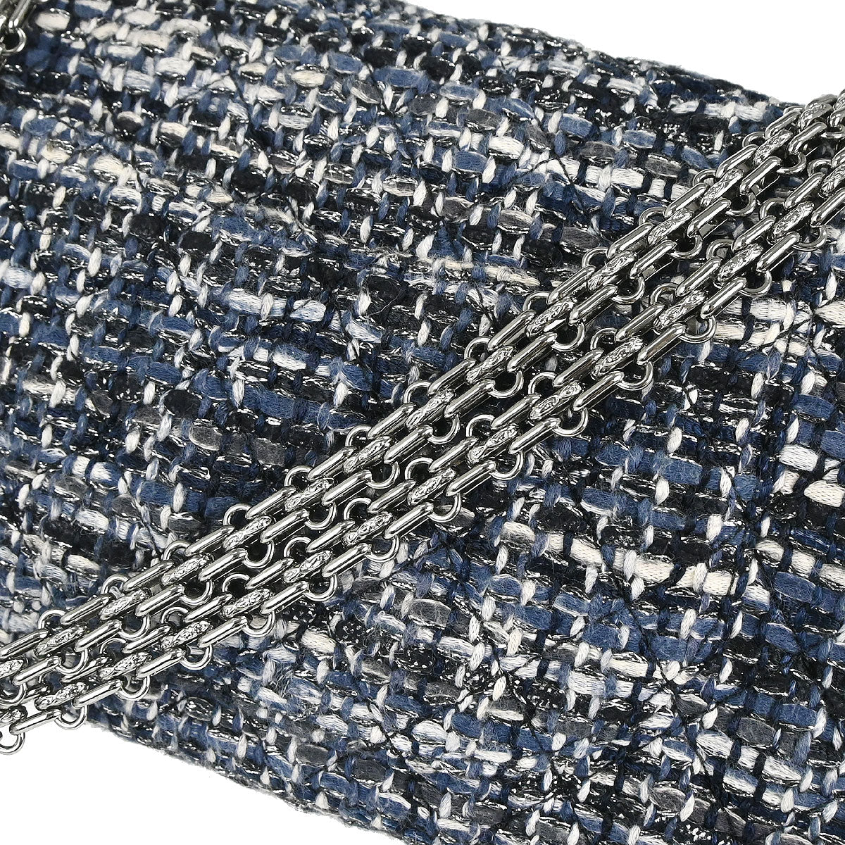Chanel Navy Tweed 2.55 Medium Classic Double Flap Shoulder Bag