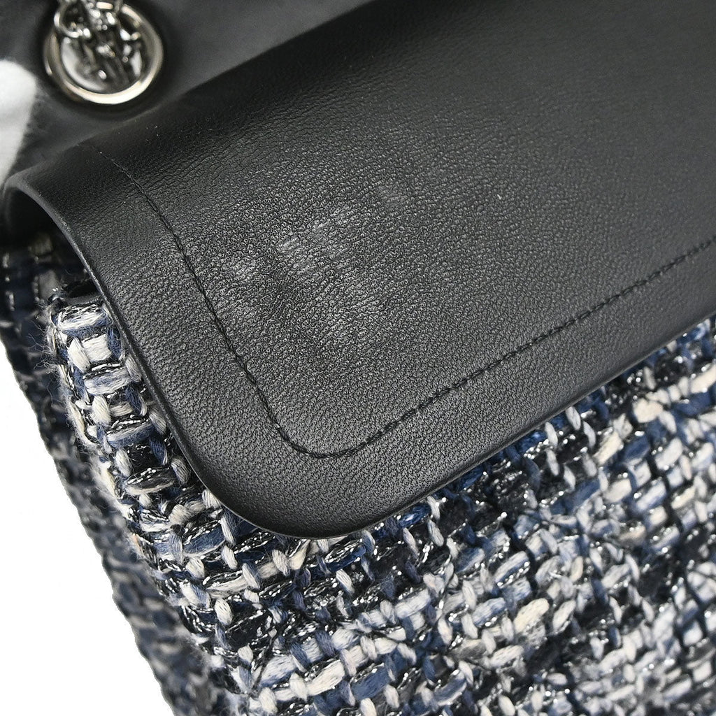 Chanel Navy Tweed 2.55 Medium Classic Double Flap Shoulder Bag