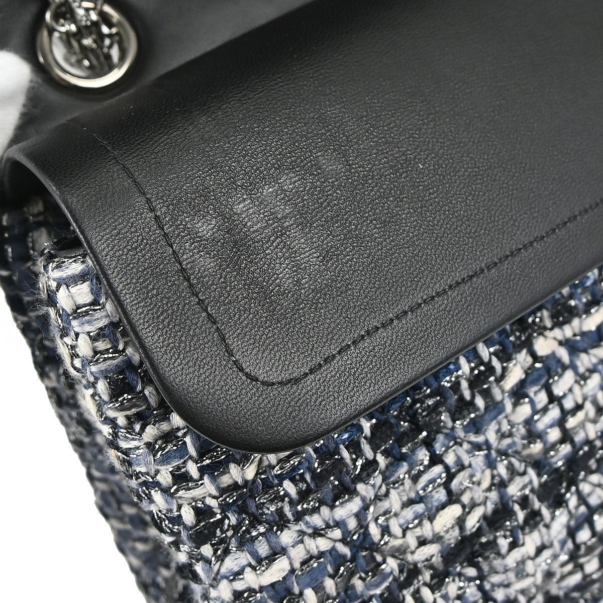 Chanel Navy Tweed 2.55 Medium Classic Double Flap Shoulder Bag