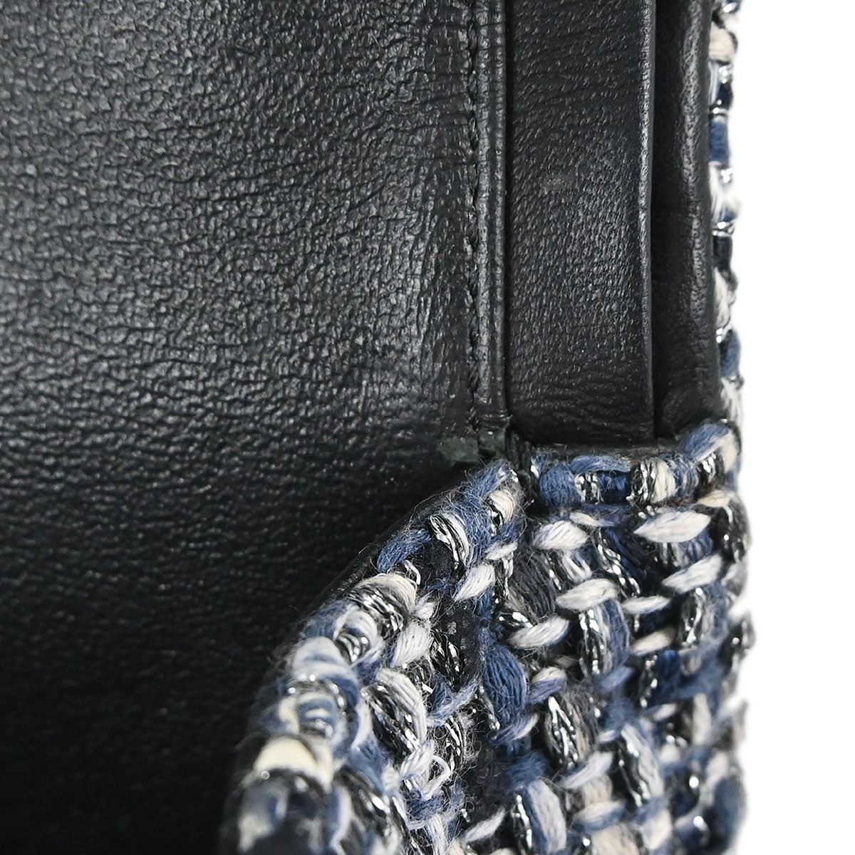 Chanel Navy Tweed 2.55 Medium Classic Double Flap Shoulder Bag