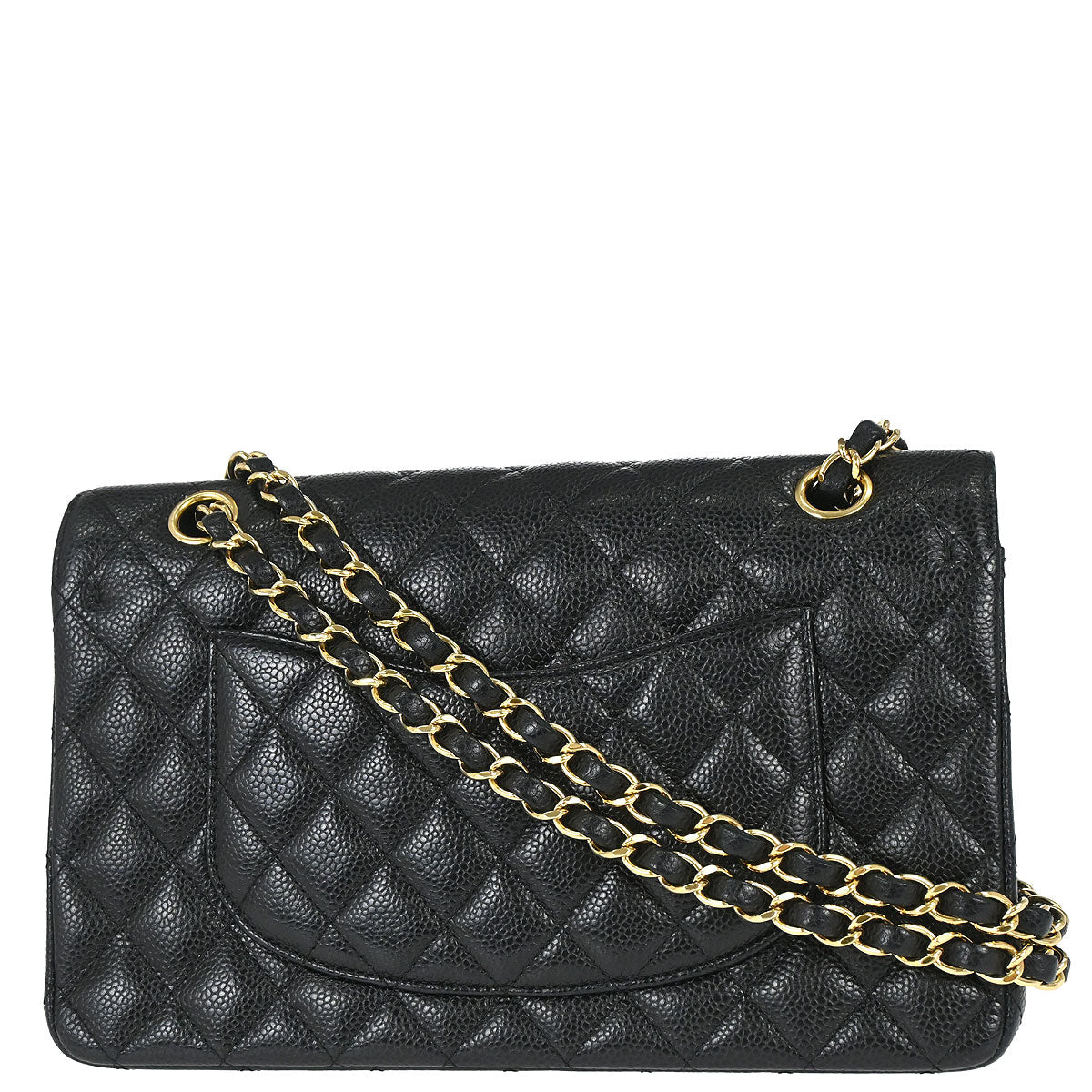 Chanel 2019 Black Caviar Skin Medium Classic Double Flap Shoulder Bag