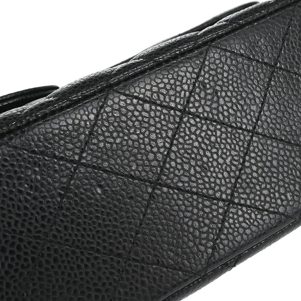Chanel 2019 Black Caviar Skin Medium Classic Double Flap Shoulder Bag