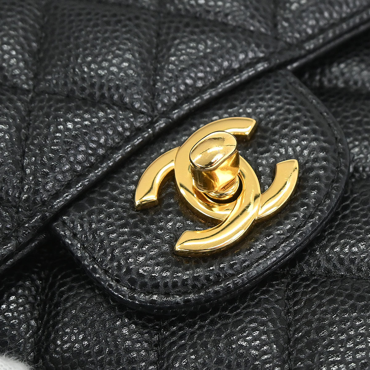 Chanel 2019 Black Caviar Skin Medium Classic Double Flap Shoulder Bag