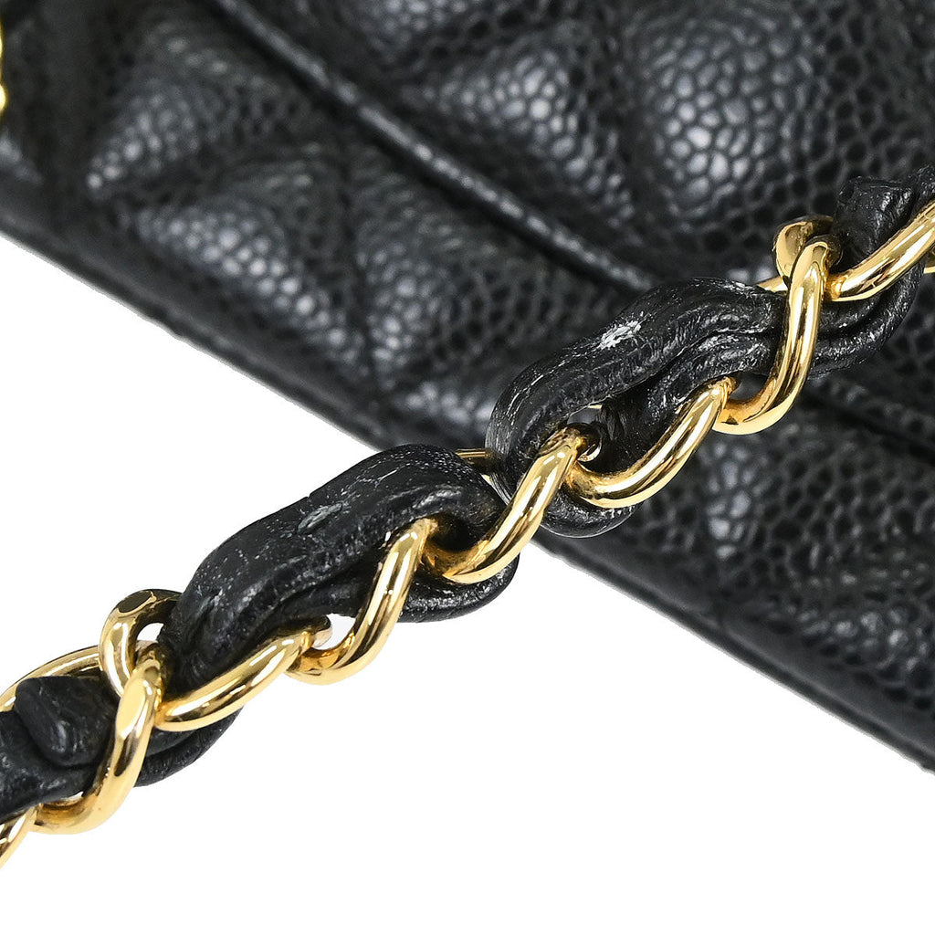 Chanel 2019 Black Caviar Skin Medium Classic Double Flap Shoulder Bag