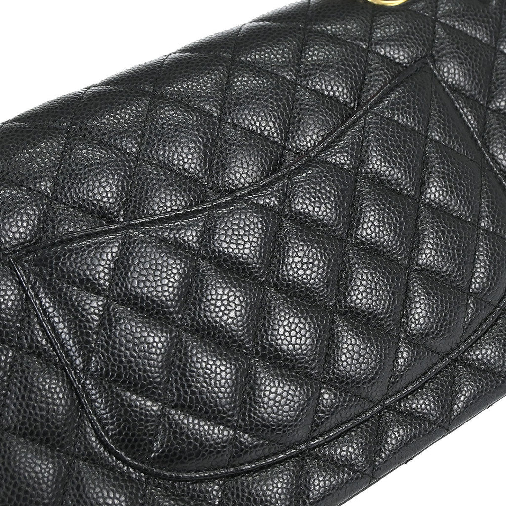 Chanel 2019 Black Caviar Skin Medium Classic Double Flap Shoulder Bag