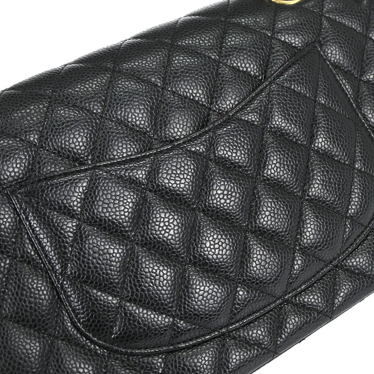Chanel 2019 Black Caviar Skin Medium Classic Double Flap Shoulder Bag