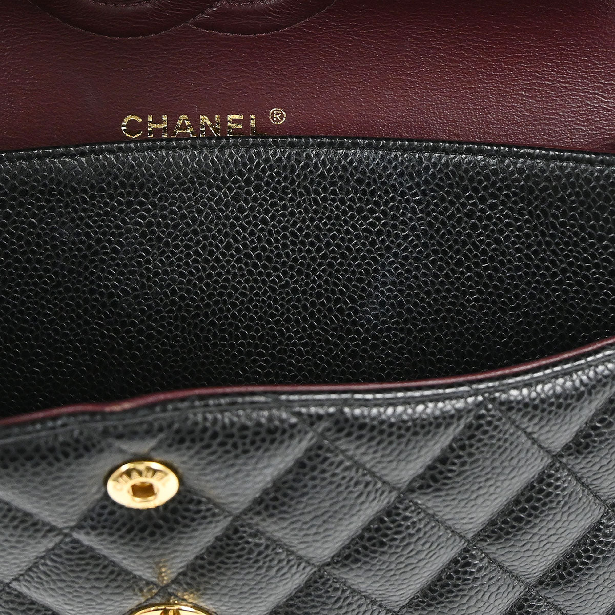 Chanel 2019 Black Caviar Skin Medium Classic Double Flap Shoulder Bag