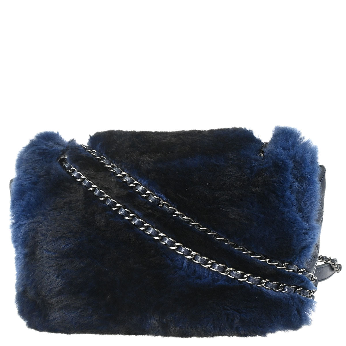 Chanel 2015-2016 Navy Rabbit Fur Shoulder Bag