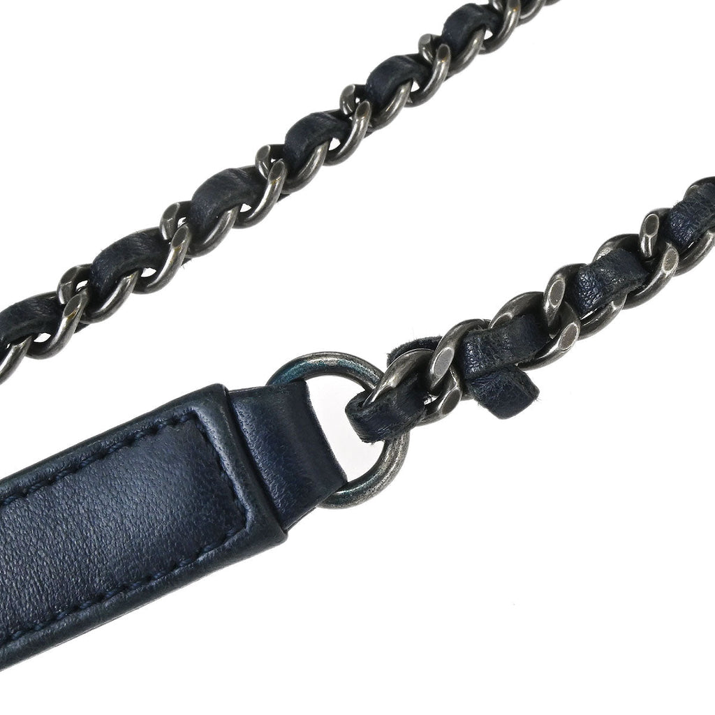 Chanel 2015-2016 Navy Rabbit Fur Shoulder Bag