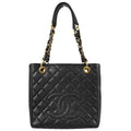 Chanel 2010-2011 Black Caviar Skin Petite Shopping Tote PST Chain Handbag