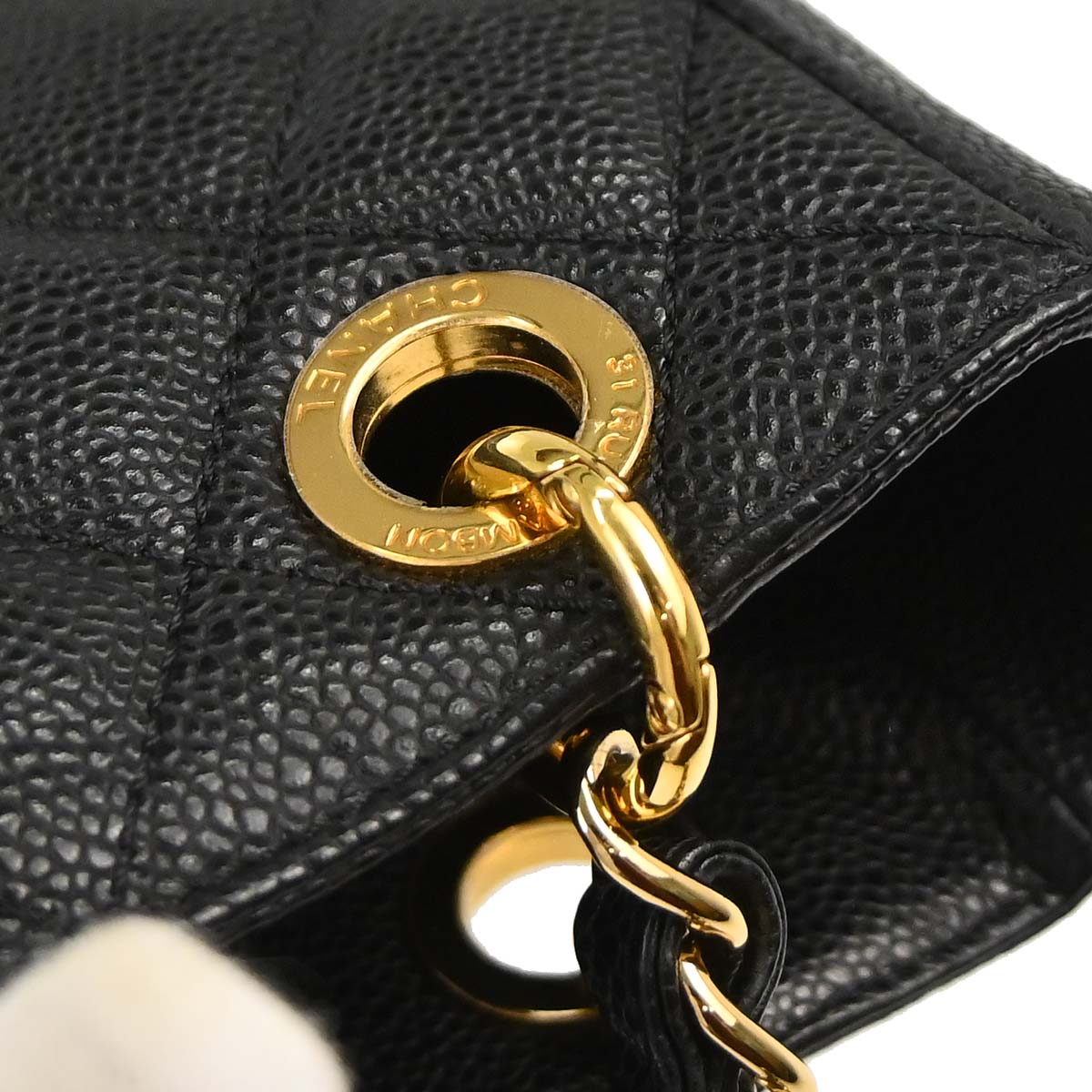 Chanel 2010-2011 Black Caviar Skin Petite Shopping Tote PST Chain Handbag