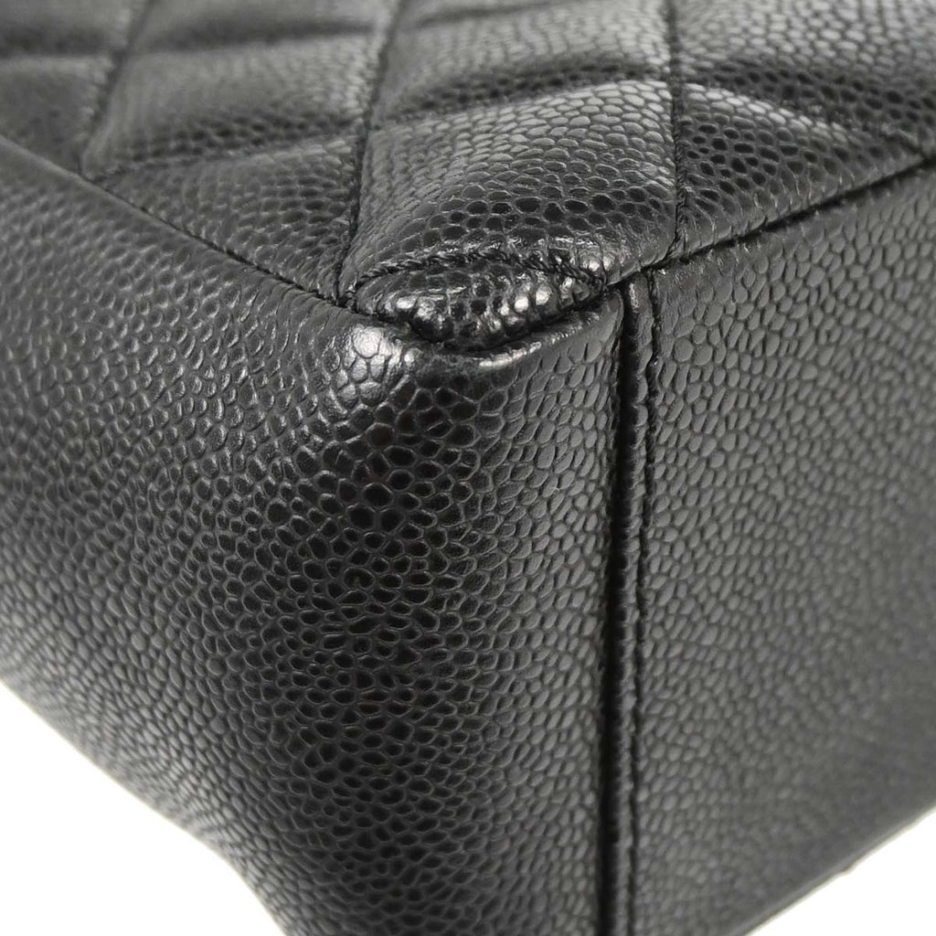 Chanel 2010-2011 Black Caviar Skin Petite Shopping Tote PST Chain Handbag