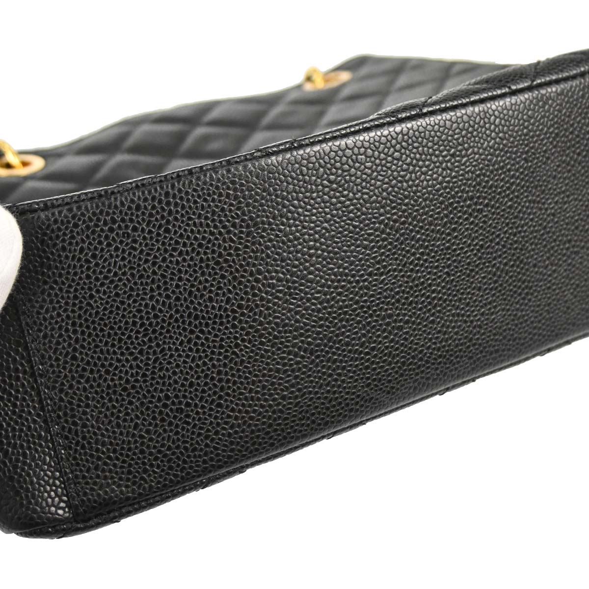 Chanel 2010-2011 Black Caviar Skin Petite Shopping Tote PST Chain Handbag