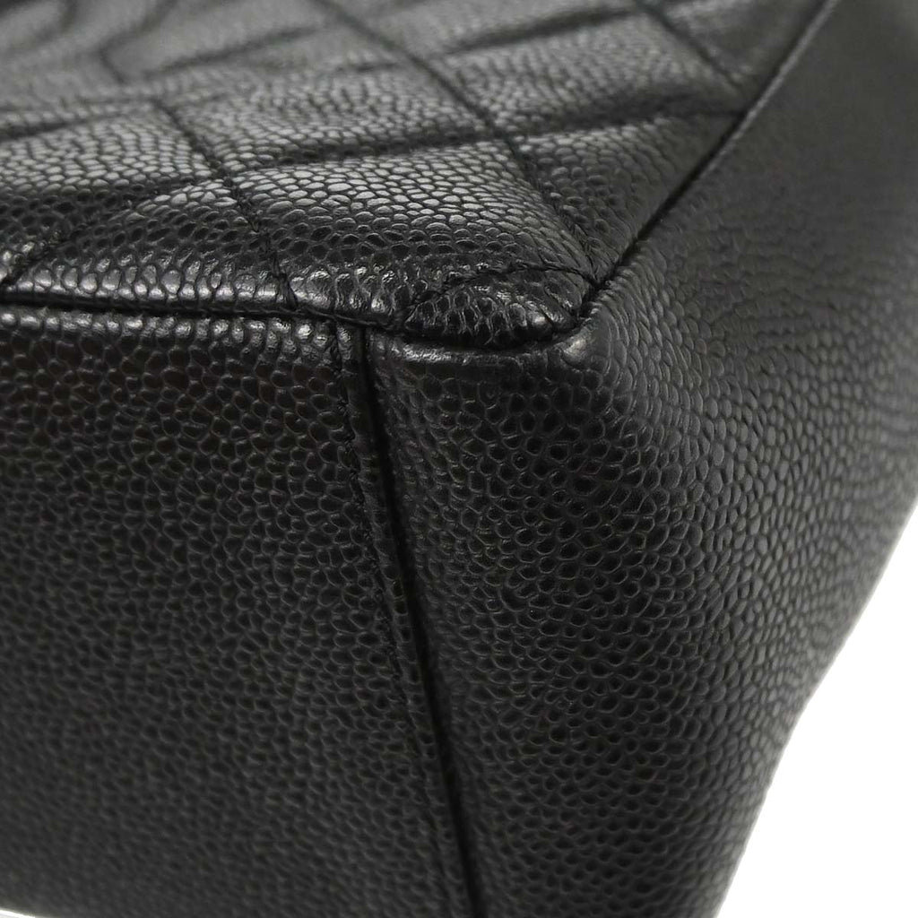 Chanel 2010-2011 Black Caviar Skin Petite Shopping Tote PST Chain Handbag